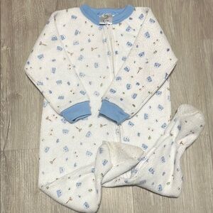 Small Wonders White and Blue Baby Footed Footsie 24M